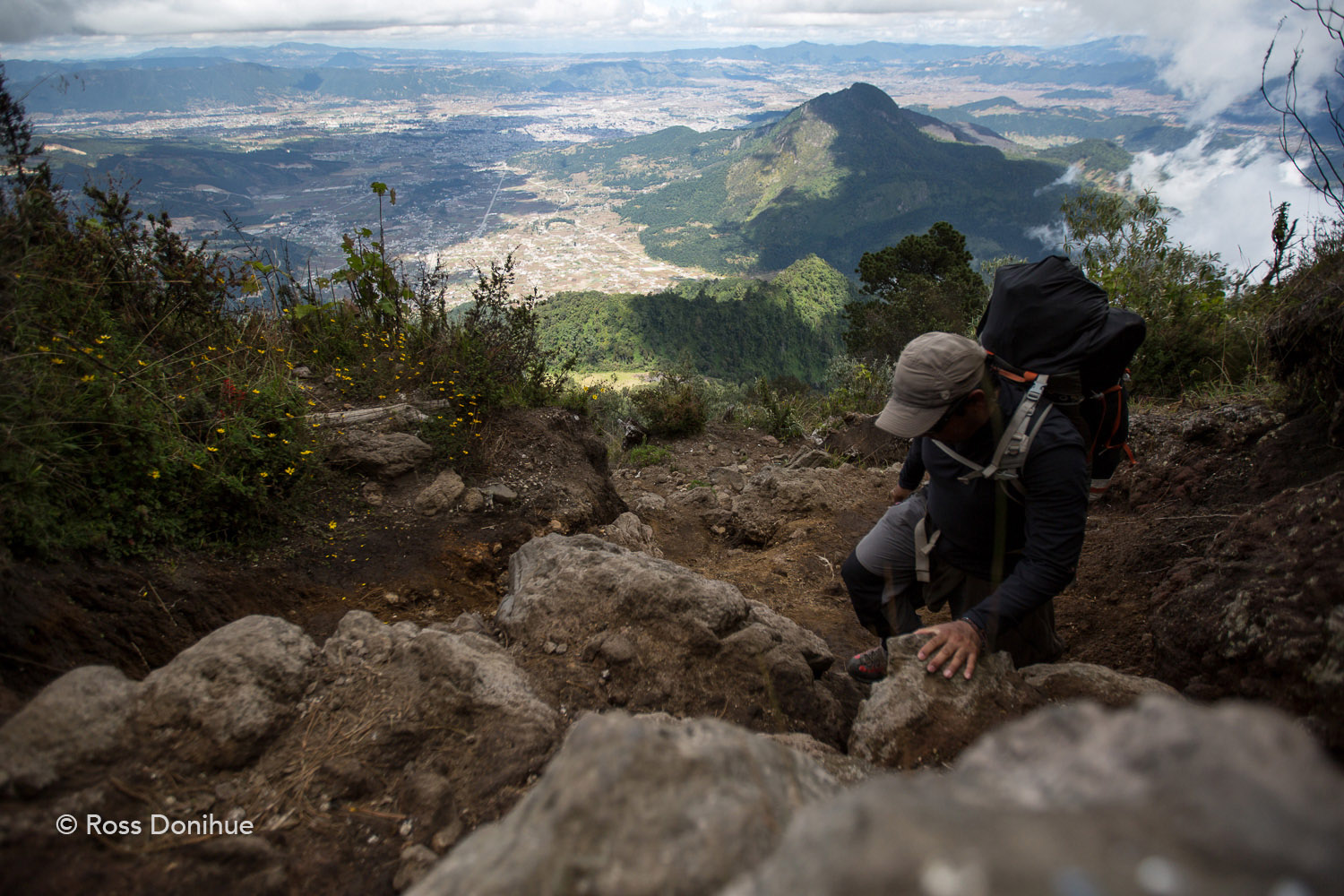 Armando, our expert guide, hiking up toward the summit of Volcán Santa Maria.